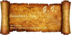 Gescheit Ida névjegykártya